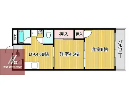 庄内フラッツ(2DK/3階)の間取り写真