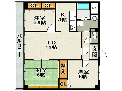 ル・シェル(3LDK/2階)の間取り写真