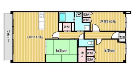 ルモン奈良大森(3LDK/4階)の間取り写真