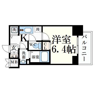 プレサンス南森町ライズ(1K/3階)の間取り写真