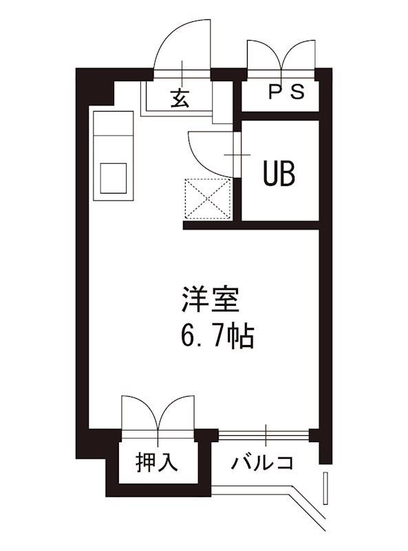 戸渡ビル(ワンルーム/4階)の間取り写真