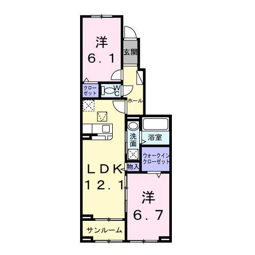 エリオス(2LDK/1階)の間取り写真