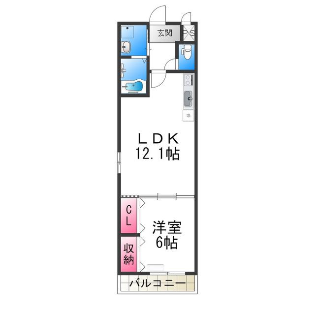 フジパレス堺もず(1LDK/1階)の間取り写真