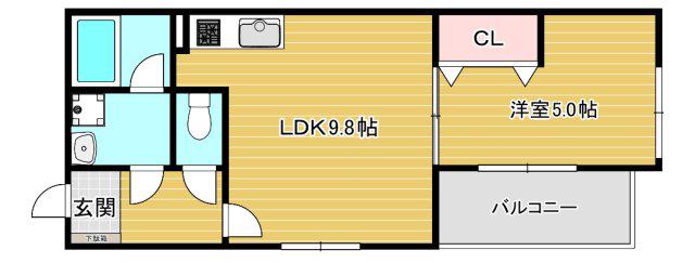 MI・CASA阿倍野昭和町(1LDK/3階)の間取り写真