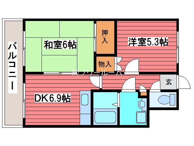 サニーヒルズ2番館(2DK/1階)の間取り写真