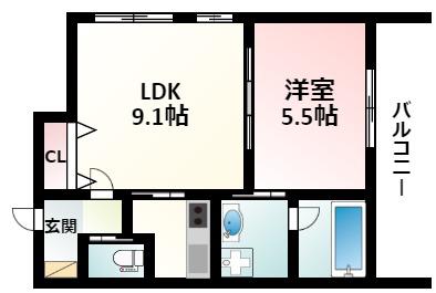 アーバンフラッツ西中島(1LDK/12階)の間取り写真