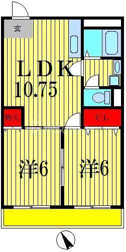 北松戸パークサイドマンション(2LDK/1階)の間取り写真