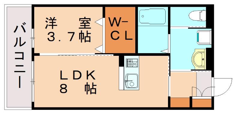 ROBOT HOME 西新(1LDK/1階)の間取り写真