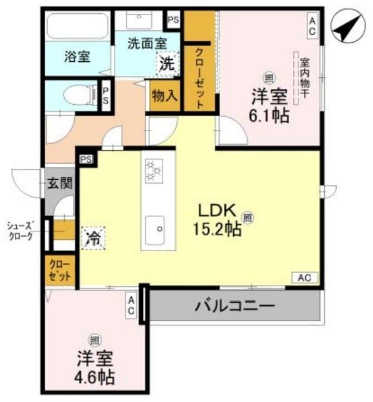 ラ メゾン ピック 中百舌鳥II(2LDK/3階)の間取り写真