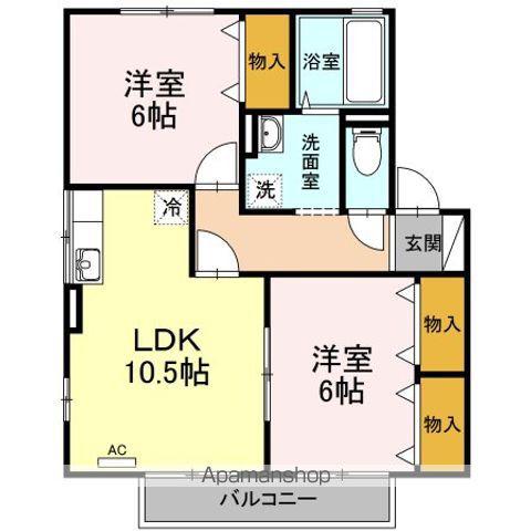 リビングタウン岩沼IIE(2LDK/2階)の間取り写真