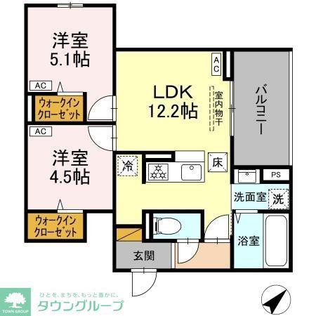CLASSEUM都賀(2LDK/2階)の間取り写真