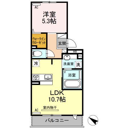 シェラール・インター(1LDK/3階)の間取り写真