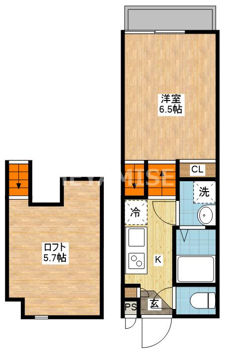 ヴィオラ西郷(1SK/2階)の間取り写真