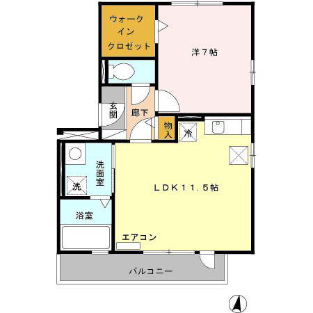 ラポールSAKURA(1LDK/1階)の間取り写真