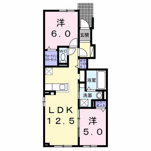 ドリーム江別II(2LDK/1階)の間取り写真