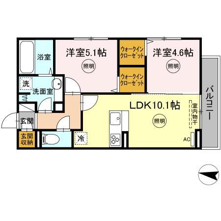 AURALEE足立(2LDK/3階)の間取り写真
