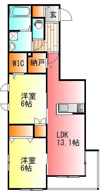 クレスト神谷(2LDK/2階)の間取り写真