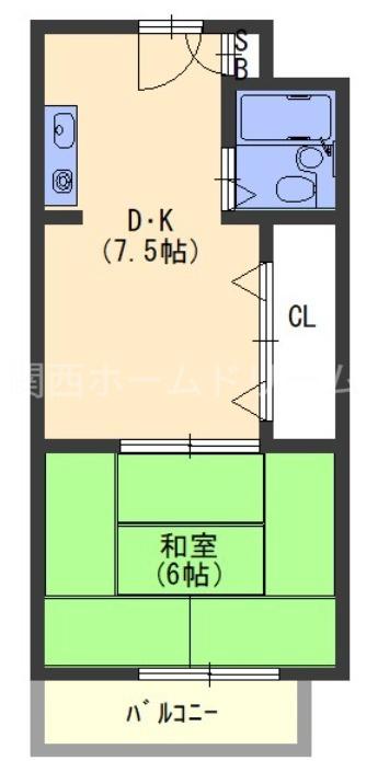シャトー森岡(1DK/5階)の間取り写真