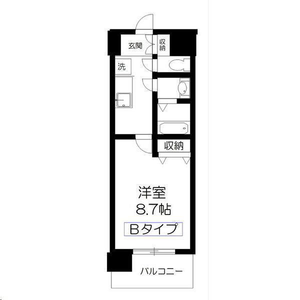 アーバンフラッツ長町(1K/9階)の間取り写真