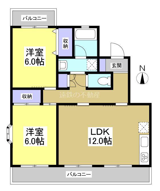 ロイヤルハイツII(2LDK/1階)の間取り写真