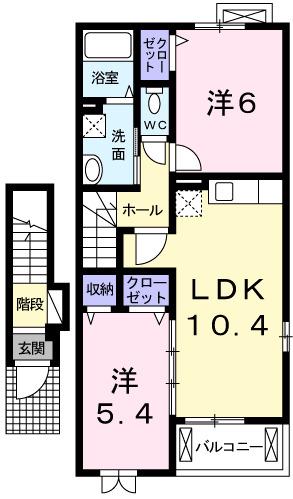 ピン・ラ・ポントゥ(2LDK/2階)の間取り写真