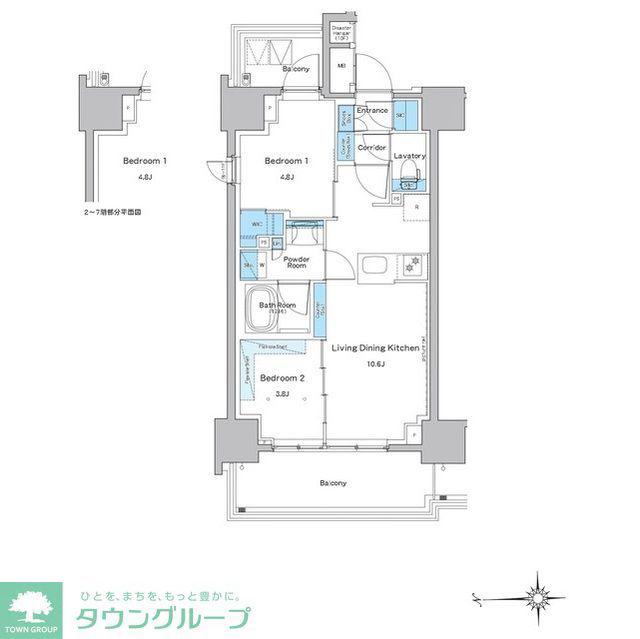 ルフォンプログレ門前仲町プレミア(2LDK/8階)の間取り写真