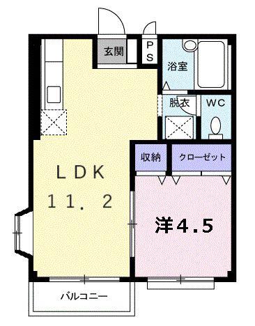 ファミール V(1LDK/2階)の間取り写真