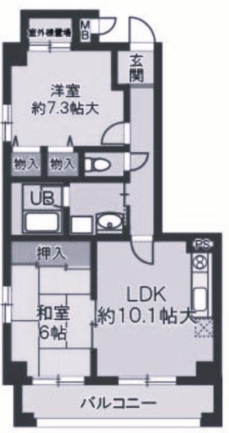 ドゥ・レーヴ(2LDK/1階)の間取り写真