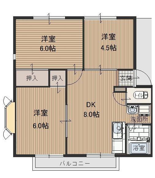 サンハイツ新井D(3DK/2階)の間取り写真