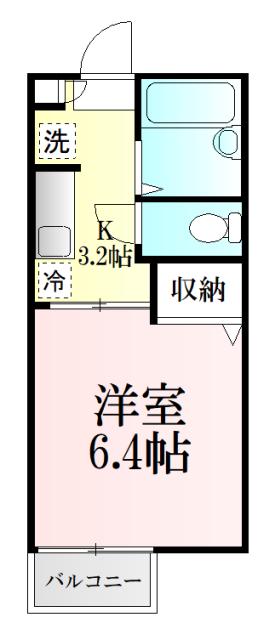 ドルチェ泉III(1K/2階)の間取り写真