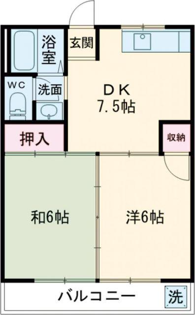 第五土佐コーポ(2DK/1階)の間取り写真