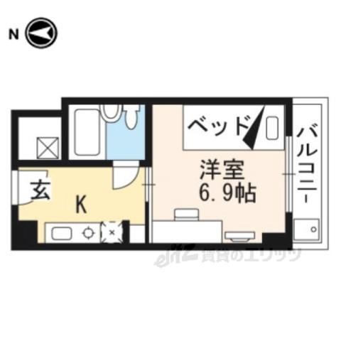 コスモリード京都今出川(ワンルーム/6階)の間取り写真