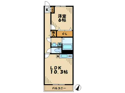 アルバI・II(1LDK/2階)の間取り写真