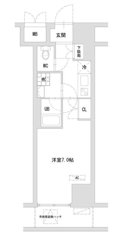 TLRレジデンス町田(1K/6階)の間取り写真