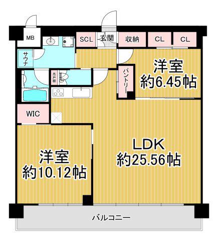プレジオ宝塚ASIAN(2LDK/4階)の間取り写真