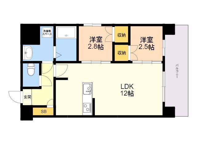 MODERNPALAZZO六本松STATION(2LDK/8階)の間取り写真