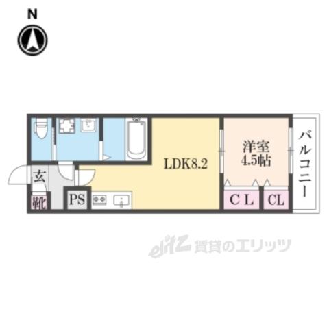 ジーメゾン京田辺大住(1LDK/2階)の間取り写真