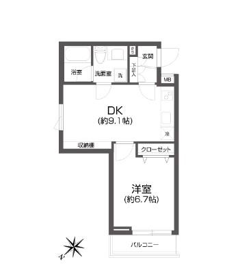 PASEO中目黒 パセオ中目黒(1DK/1階)の間取り写真