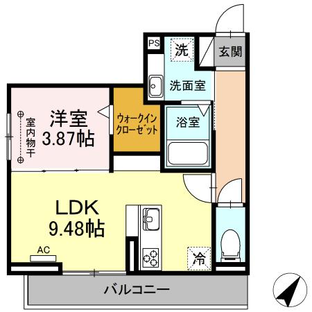 アマルフィ(1LDK/2階)の間取り写真