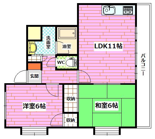 森田ビル3(2LDK/3階)の間取り写真
