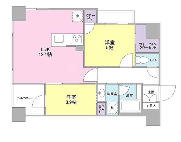ルピナスコート(2LDK/5階)の間取り写真
