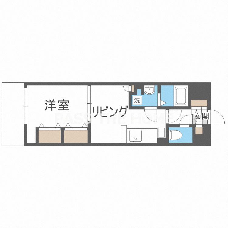 セントロイヤルクラブ新大阪(1DK/5階)の間取り写真