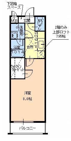 リバーサイド金岡七番館(1K/2階)の間取り写真