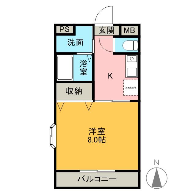 びいIV植田(1K/3階)の間取り写真