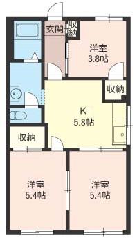 シャルマンK(3K/2階)の間取り写真