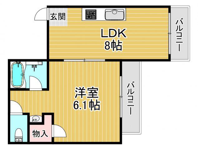 セントラル野里(1LDK/4階)の間取り写真