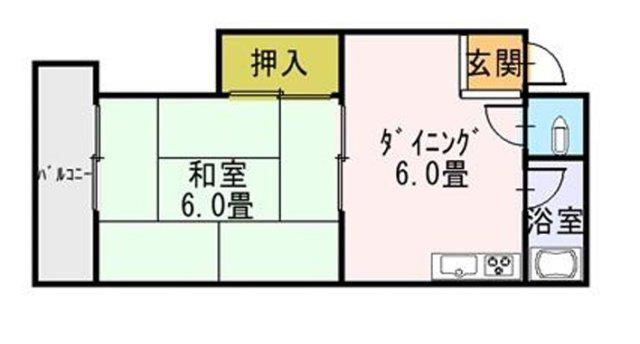 大塩ハイツ(1DK/2階)の間取り写真