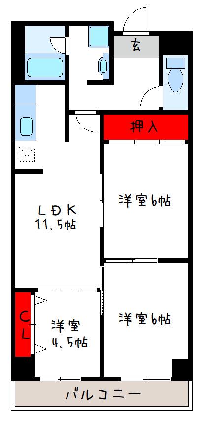 サチ東山本(3LDK/4階)の間取り写真