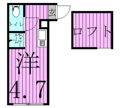 ハーモニーテラス日の出町4(ワンルーム/1階)の間取り写真