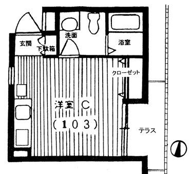 エルデ六甲(ワンルーム/1階)の間取り写真